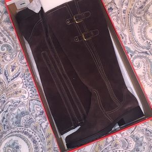 Aerosole brown suede long boots